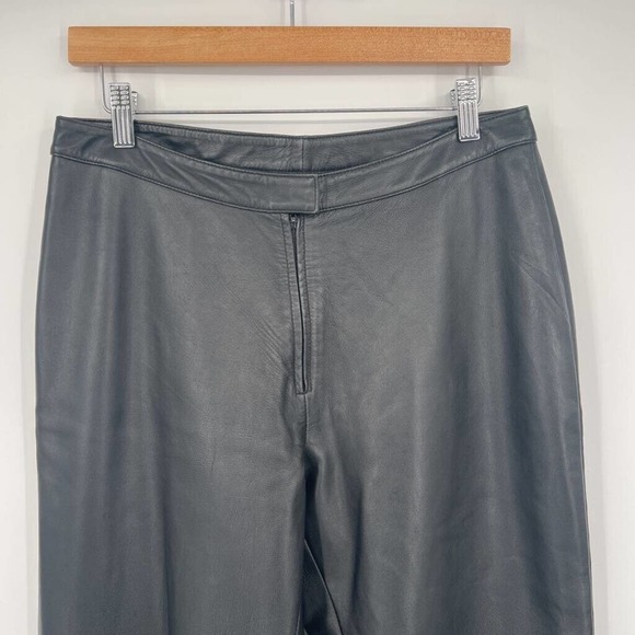 Elements By Vakko Womens Bootcut Pants Black Solid Mid‎ Rise Zipper Leather 10 - Picture 2 of 5